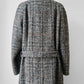 1960s Grey Brown Wool Tweed Picadilly Canada Belted Overcoat - Sz. L/XL
