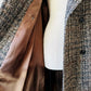 1960s Grey Brown Wool Tweed Picadilly Canada Belted Overcoat - Sz. L/XL