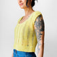 1970s Yellow Lightweight Crop Knit Pullover Vest - Sz. S