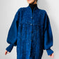 Deep Indigo Blue Heavy Loomed Wool Button Front Knit Sweater Cardigan - O/S