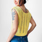 1970s Yellow Lightweight Crop Knit Pullover Vest - Sz. S