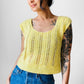 1970s Yellow Lightweight Crop Knit Pullover Vest - Sz. S