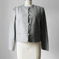 1970s - 1980s Grey Short-Waist Wool Stitched Detail Jacket - Sz. S/M