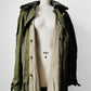 1990s - Y2K Olive Green Italian Military Faux Fur Collared Long Overcoat