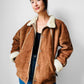 1980s Cognac Made in FRANCE Suede Shearling Jacket - Sz. S/M
