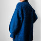 Deep Indigo Blue Heavy Loomed Wool Button Front Knit Sweater Cardigan - O/S