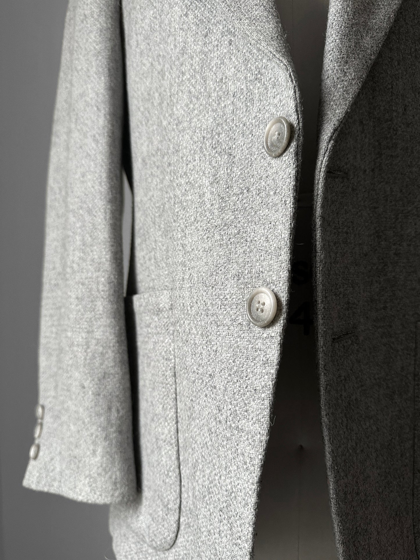 1970s Grey EATON Wool Tweed Fitted Blazer Jacket - Sz. Small