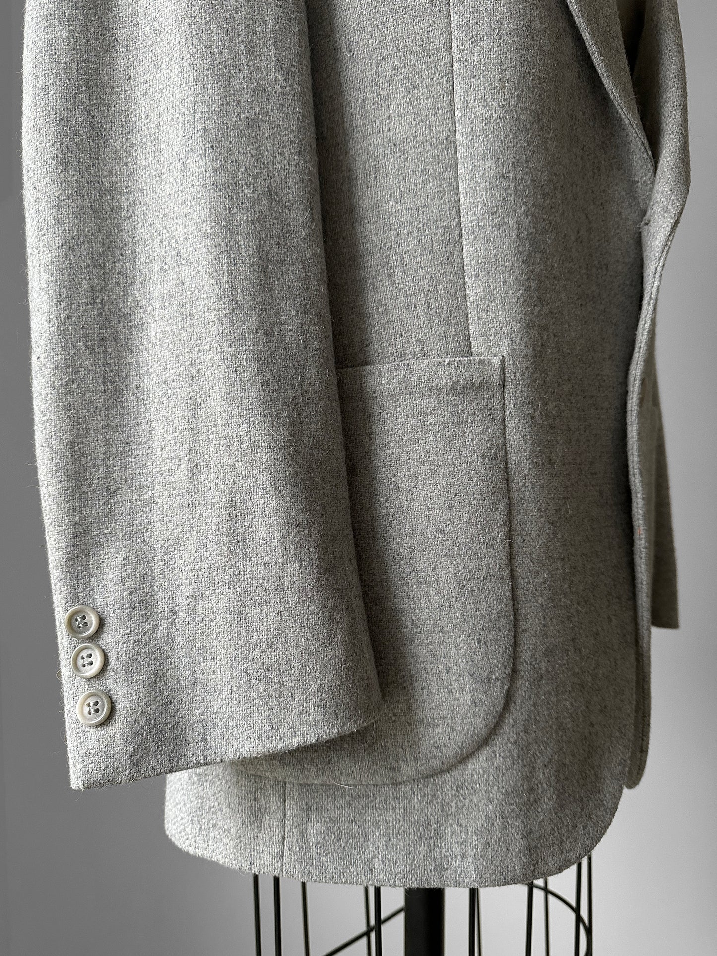 1970s Grey EATON Wool Tweed Fitted Blazer Jacket - Sz. Small