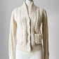 1950s - 1960s Cream Fitted Cable-Knit Cardigan Sweater - Sz. Small