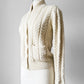 1950s - 1960s Cream Fitted Cable-Knit Cardigan Sweater - Sz. Small