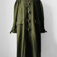 1990s - Y2K Olive Green Italian Military Faux Fur Collared Long Overcoat