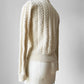 1950s - 1960s Cream Fitted Cable-Knit Cardigan Sweater - Sz. Small