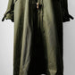 1990s - Y2K Olive Green Italian Military Faux Fur Collared Long Overcoat