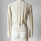 1950s - 1960s Cream Fitted Cable-Knit Cardigan Sweater - Sz. Small