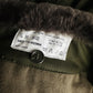 1990s - Y2K Olive Green Italian Military Faux Fur Collared Long Overcoat