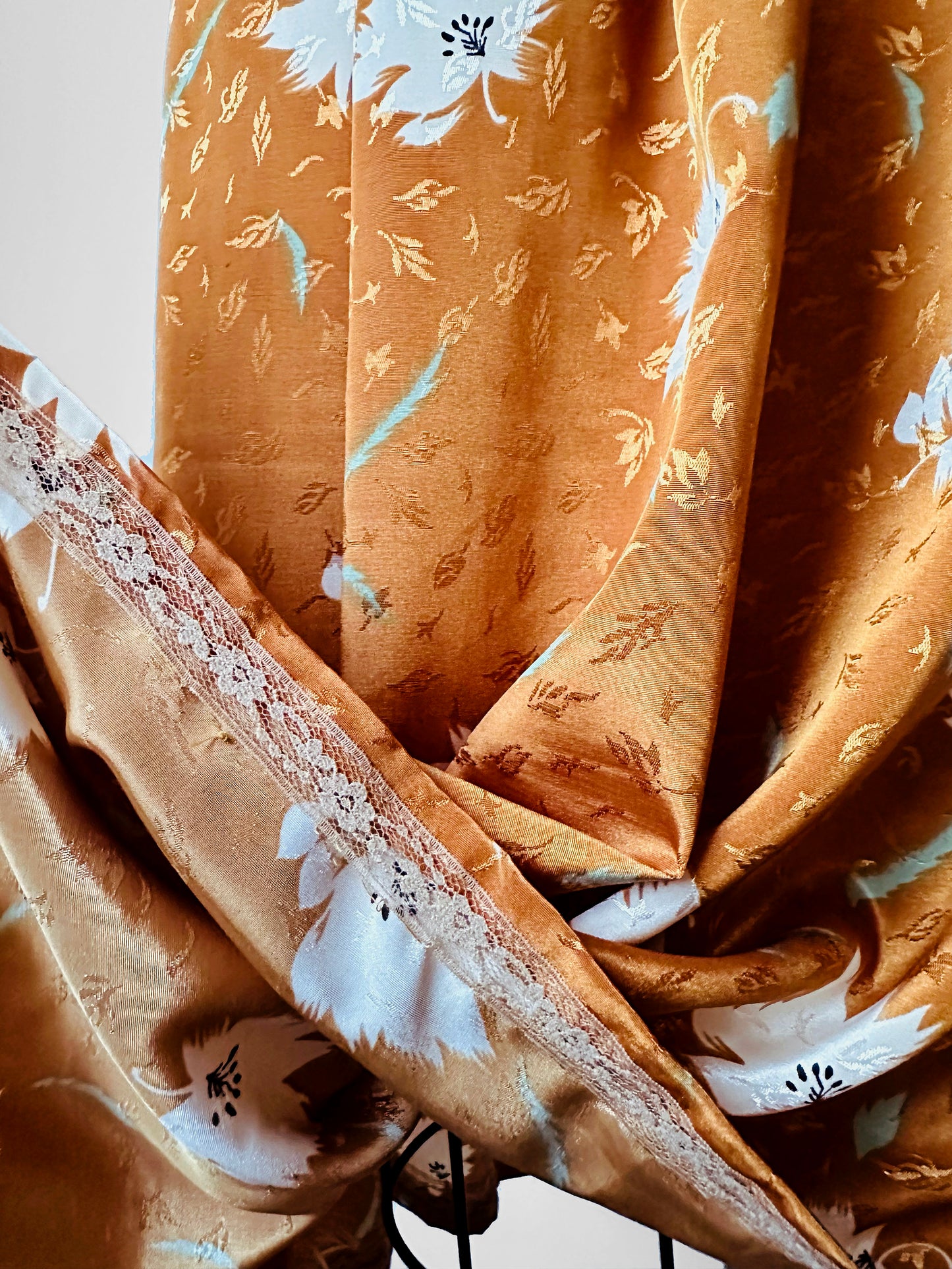 1970s - 1980s Caramel Floral Skirt - Sz. Sm