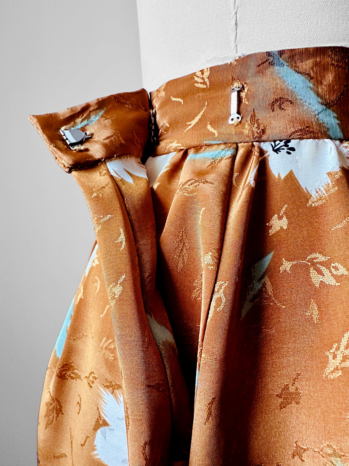 1970s - 1980s Caramel Floral Skirt - Sz. Sm