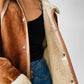 1980s Cognac Made in FRANCE Suede Shearling Jacket - Sz. S/M