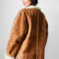 1980s Cognac Made in FRANCE Suede Shearling Jacket - Sz. S/M