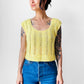 1970s Yellow Lightweight Crop Knit Pullover Vest - Sz. S