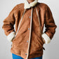 1980s Cognac Made in FRANCE Suede Shearling Jacket - Sz. S/M