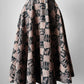 Vintage 1950s Taupe and Black Abstract Patterned Fit and Flare Skirt - Sz. S/M