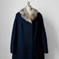 1950s - 1960s Navy Blue Fur Collared Overcoat