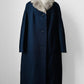 1950s - 1960s Navy Blue Fur Collared Overcoat