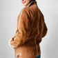 1980s Cognac Made in FRANCE Suede Shearling Jacket - Sz. S/M