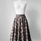 Vintage 1950s Taupe and Black Abstract Patterned Fit and Flare Skirt - Sz. S/M
