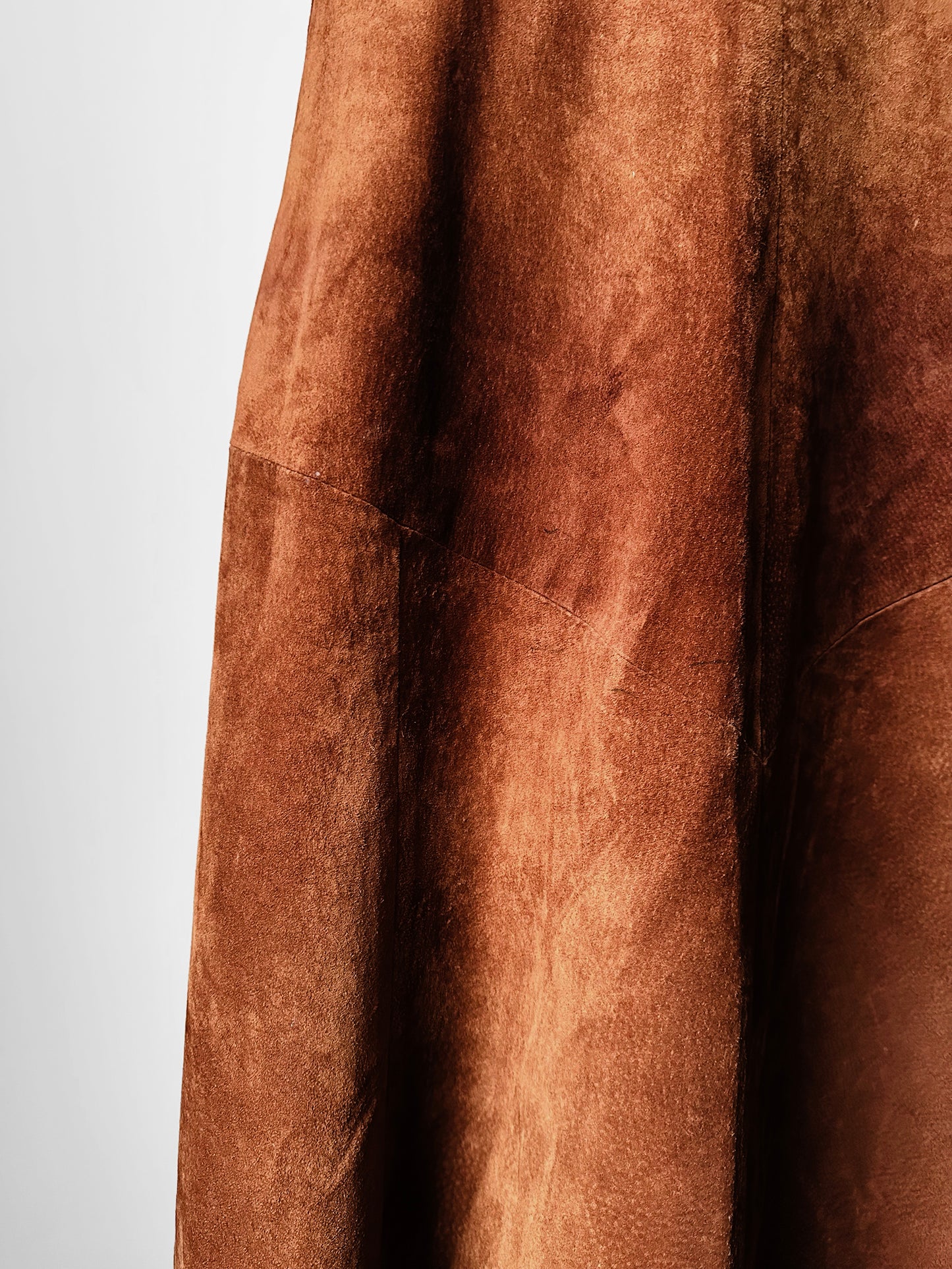 1980s Whiskey Toned Suede Leather Skirt - Sz. Sm