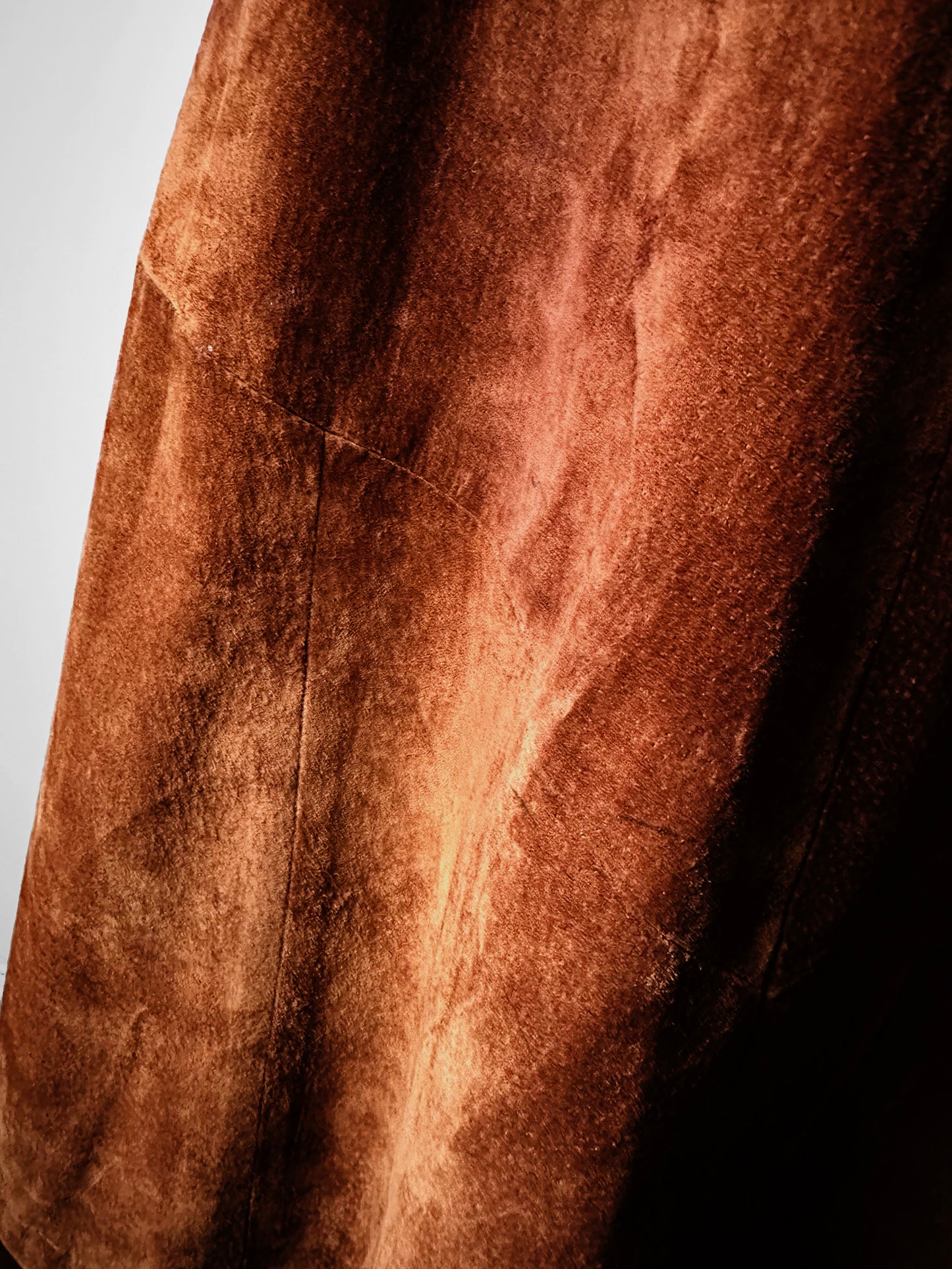 1980s Whiskey Toned Suede Leather Skirt - Sz. Sm