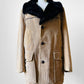 1970s Tan Corduroy Wool Faux Fur Quilted Interior Jacket - Sz. Large