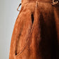 1980s Whiskey Toned Suede Leather Skirt - Sz. Sm