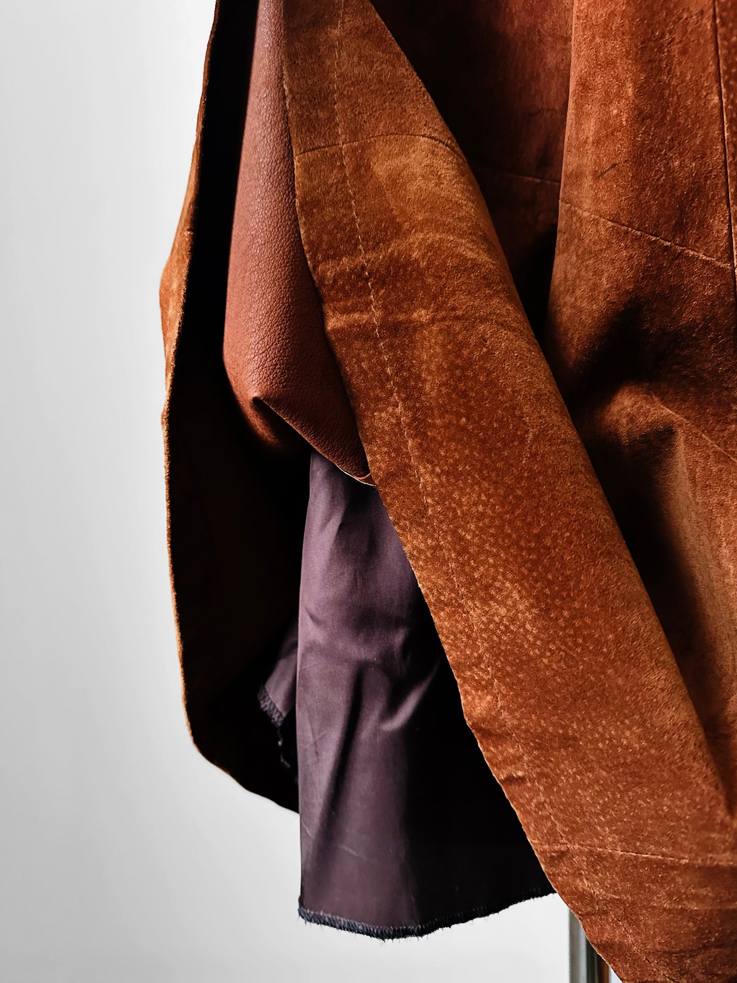 1980s Whiskey Toned Suede Leather Skirt - Sz. Sm