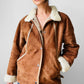 1980s Cognac Made in FRANCE Suede Shearling Jacket - Sz. S/M