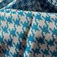 Vintage 1960s Sky Blue and White Houndstooth Print Short Sleeve Button Up Collared Shirt - Sz. S