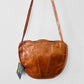 Vintage 1970s Cognac Toned Scalloped Edge Deadstock Leather Purse