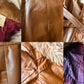 1970s Faux Fur Collared Tan Leather Belted Quilted Interior Jacket - Sz. XS/S