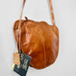 Vintage 1970s Cognac Toned Scalloped Edge Deadstock Leather Purse