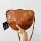 Vintage 1970s Cognac Toned Scalloped Edge Deadstock Leather Purse