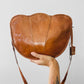 Vintage 1970s Cognac Toned Scalloped Edge Deadstock Leather Purse
