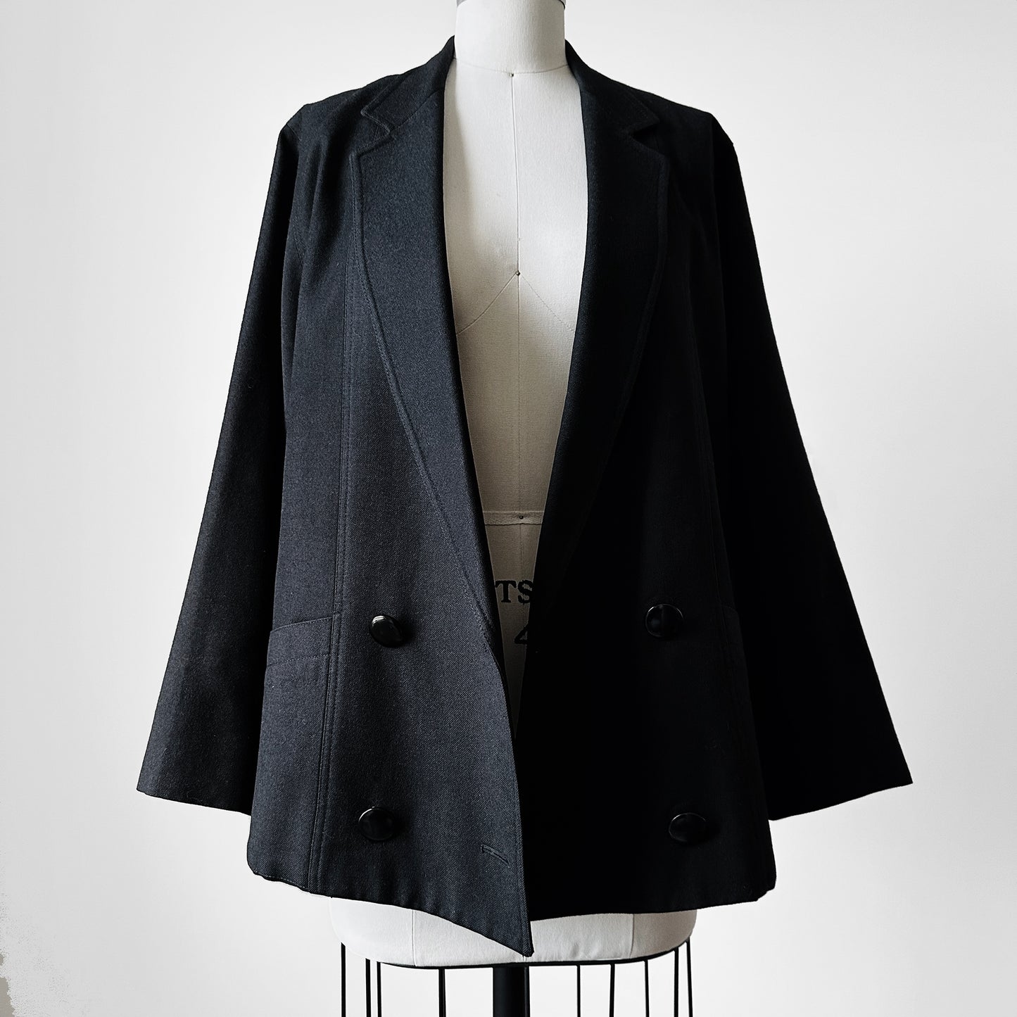 1960s Black HOLT RENFREW Wool Double Breasted Jacket - Sz. S/M