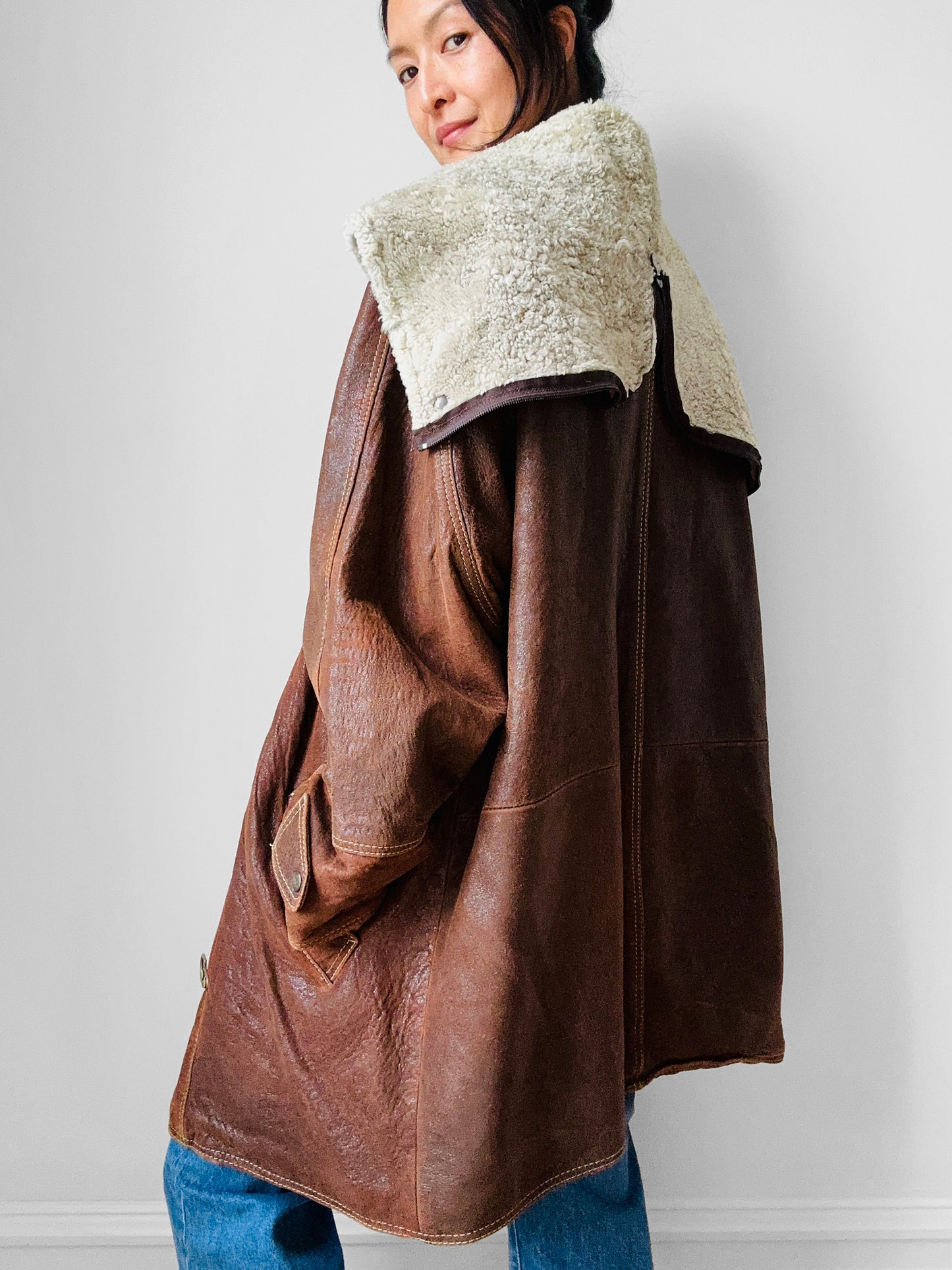 1980s Brown HOLTS RENFREW Vegan Leather Jacket - Sz. M/L