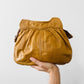 Vintage 1970s Buttery Tan Gathered Detail Leather Purse