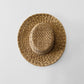 Vintage 1960s Natural Woven Straw Brimmed Hat - Sz. S