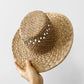 Vintage 1960s Natural Woven Straw Brimmed Hat - Sz. S