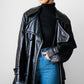 1980s Buttery Soft Long Black Leather Coat - Sz. Large