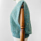 Vintage 1980s Open Sleeve Soft Blue Green Sleeveless V-Neck Sweater - Sz. S/M