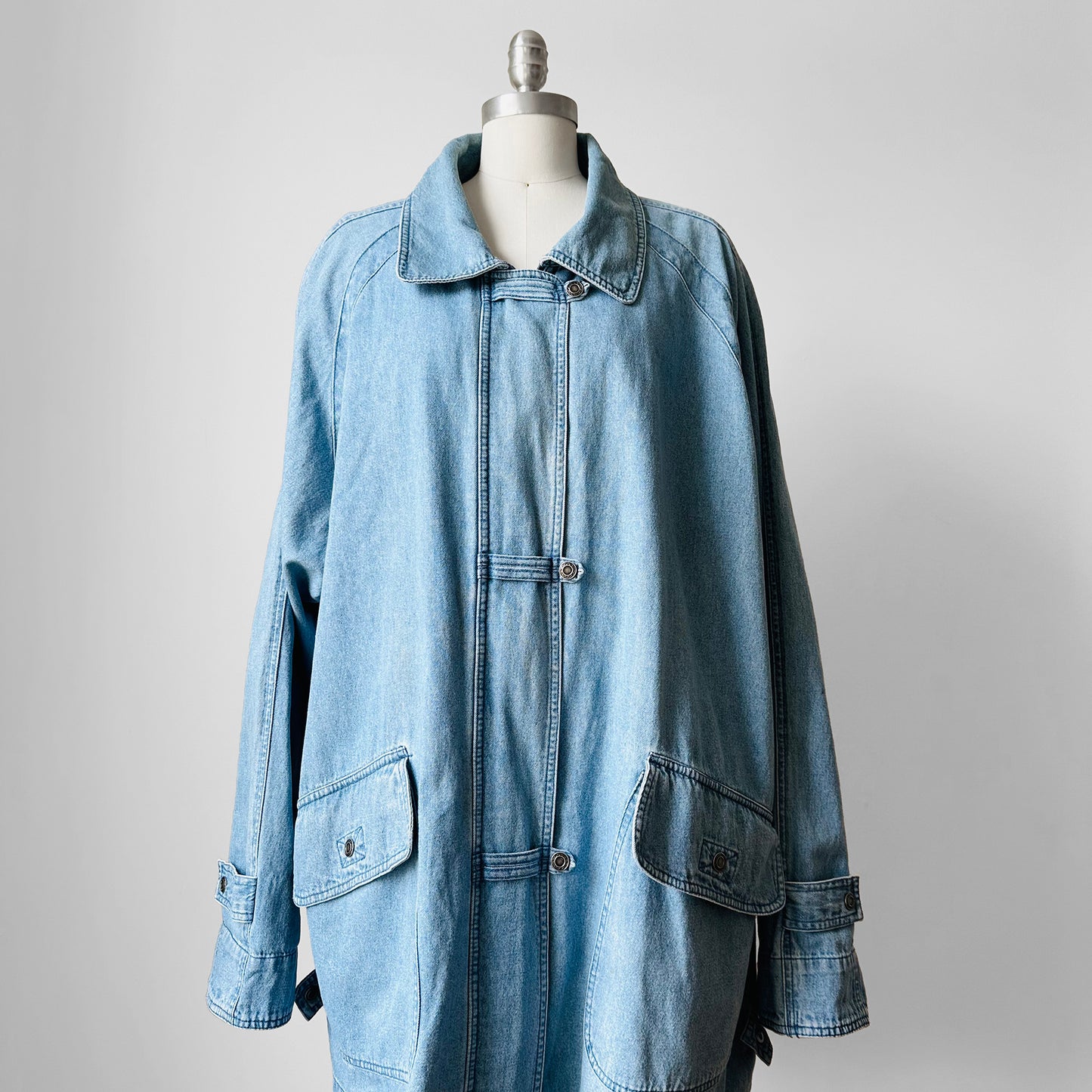 1990s - 2000s Soft Light Wash Denim Chambray Zippered Chore Jacket- O/S